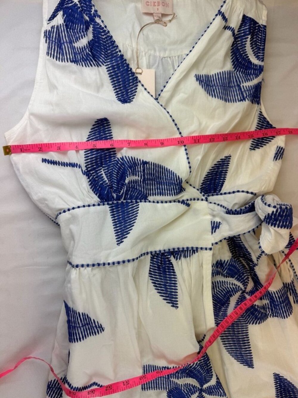 NWT CIEBON Kaiden Embroidered Tie Belt Maxi Wrap Dress Size Small - Picture 11 of 11